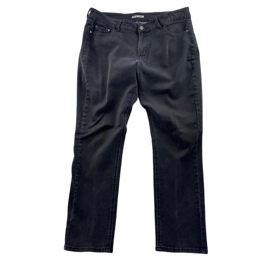 Riders By Lee Womens Jeans Size 18 Black Denim Stretch Mid Rise Skinny Ankle